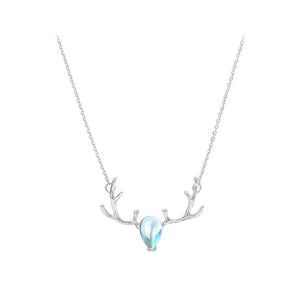 925 Silver Opal Deer Animal Choker Necklace Classic Fine Jewelry