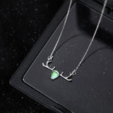 925 Silver Opal Deer Animal Choker Necklace Classic Fine Jewelry
