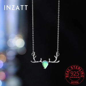 925 Silver Opal Deer Animal Choker Necklace Classic Fine Jewelry