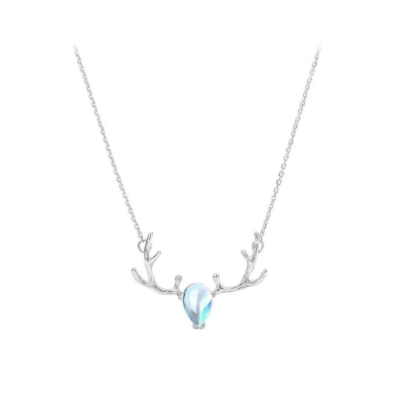 925 Silver Opal Deer Animal Choker Necklace Classic Fine Jewelry