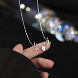 925 Silver Opal Deer Animal Choker Necklace Classic Fine Jewelry