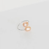 925 Silver Oval Pearl Adjustable Ring For Women