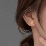 925 Sterling Silver Enamel Flowers Stud Earrings Women Fine Jewelry