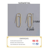 925 Silver Paper Clips Pin Ear Hoop Earrings Fine Jewelry