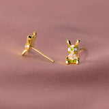 925 Silver Pearl Rabbit Stud Earrings for Women Animal Jewelry