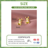925 Silver Pearl Rabbit Stud Earrings for Women Animal Jewelry