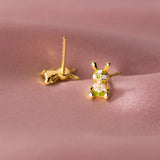 925 Silver Pearl Rabbit Stud Earrings for Women Animal Jewelry