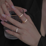 925 Silver Pearl Adjustable Ring Women Party Minimalist Fine Jewelry
