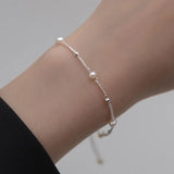 925 Sterling Silver Pearl Bead Bracelet Classic Fine Jewelry