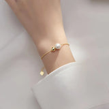 925 Silver Pearl Bead Bracelet Women Party Jewelry Minimalist Cute Gift