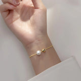 925 Silver Pearl Bead Bracelet Women Party Jewelry Minimalist Cute Gift