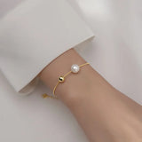 925 Silver Pearl Bead Bracelet Women Party Jewelry Minimalist Cute Gift