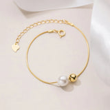 925 Silver Pearl Bead Bracelet Women Party Jewelry Minimalist Cute Gift