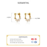 925 Silver Pearl Chain Stud Earrings Elegant Women Jewelry