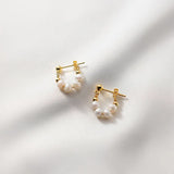 925 Silver Pearl Chain Stud Earrings Elegant Women Jewelry