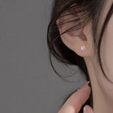 925 Silver Pearl Flower Stud Earrings Classic Jewelry for Women