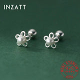 925 Silver Pearl Flower Stud Earrings Classic Jewelry for Women
