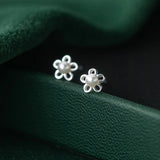 925 Silver Pearl Flower Stud Earrings Classic Jewelry for Women