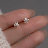 925 Silver Pearl Flower Stud Earrings Classic Jewelry for Women