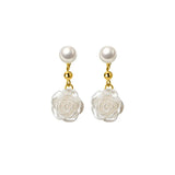 925 Silver Pearl Flower Pendant Earrings Women Gift
