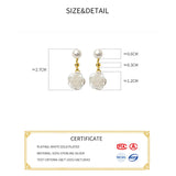 925 Silver Pearl Flower Pendant Earrings Women Gift