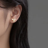 925 Silver Pearl Flower Stud Earrings Women's Fine Jewelry