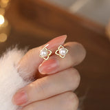 925 Silver Pearl Flower Stud Earrings Women Fine Jewelry