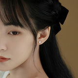 925 Silver Pearl Flower Stud Earrings Women Fine Jewelry