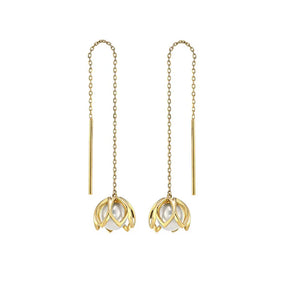 925 Silver Pearl Long Tassel Drop Earrings Women Party Fine Jewelry