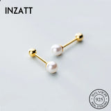 925 Silver Pearl Round Stud Earrings Women's Birthday Party Jewelry Gift