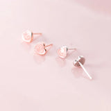 925 Silver Pink Heart Stud Earrings Party Jewelry