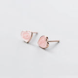 925 Silver Pink Heart Stud Earrings Party Jewelry