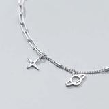925 Sterling Silver Planet Star Bracelet Women Party Hiphop Jewelry