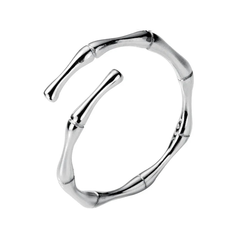 925 Sterling Silver Bamboo Knot Ring For Women Opening Design