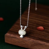 925 Silver Rabbit Choker Necklace for Women