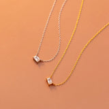 925 Silver Rectangle Zircon Choker Necklace Punk Jewelry for Women