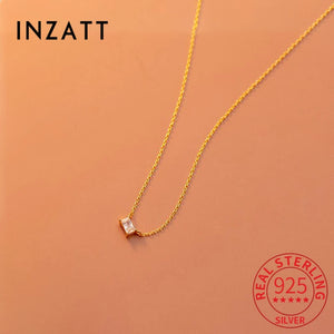 925 Silver Rectangle Zircon Choker Necklace Punk Jewelry for Women