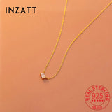 925 Silver Rectangle Zircon Choker Necklace Punk Jewelry for Women