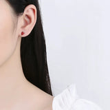 925 Silver Red Strawberry Stud Earrings for Women Party Fine Jewelry