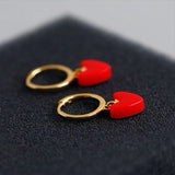 925 Silver Red Heart Hoop Earrings Fine Jewelry