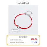 925 Silver Red Rope Heart Charm Bracelet For Women