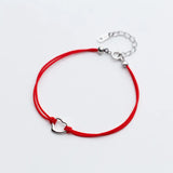 925 Silver Red Rope Heart Charm Bracelet For Women
