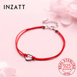 925 Silver Red Rope Heart Charm Bracelet For Women