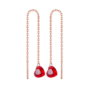 925 Silver Romantic Drop Earrings Wedding Red Heart Pendant