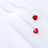 925 Silver Romantic Drop Earrings Wedding Red Heart Pendant