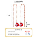 925 Silver Romantic Drop Earrings Wedding Red Heart Pendant