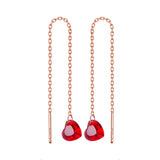 925 Silver Romantic Drop Earrings Wedding Red Heart Pendant