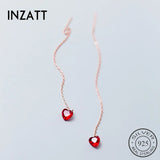 925 Silver Romantic Drop Earrings Wedding Red Heart Pendant
