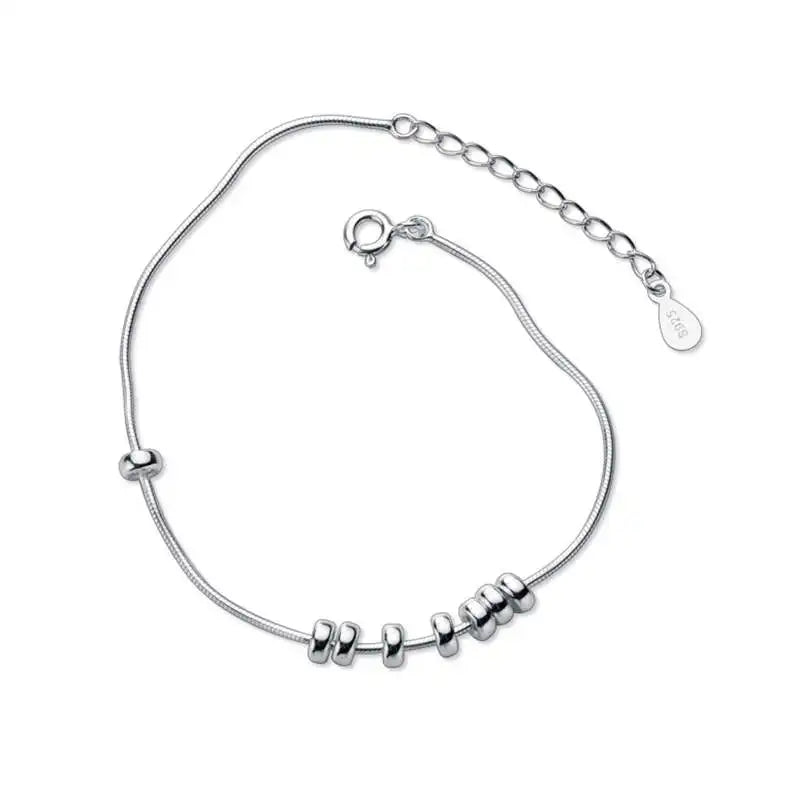 925 Sterling Silver Bead Bracelet for Women Party Fine Jewelry