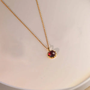 925 Silver Garnet Choker Necklace Minimalist Fine Jewelry